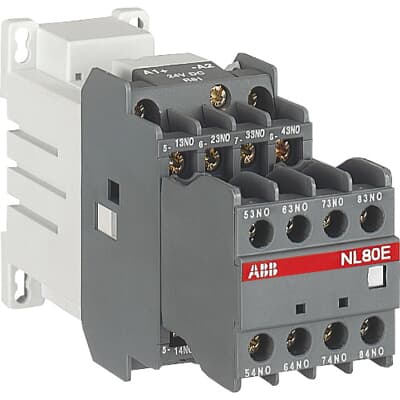 Coil: 24VDC ABB BC25-30-10 Contactor DIN Rail 600VAC 45A 3-Pole W/ N/O Aux 