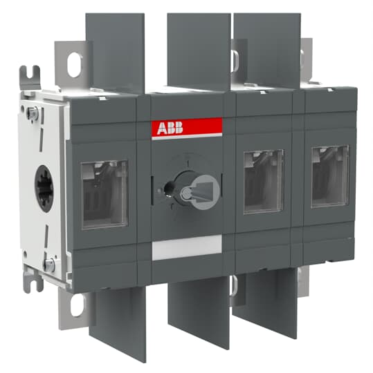 Interrupteur de charge 3 pôles 400A sans poignée et arbre, monté sur base, adapté pour 800...1000VAC 1SCA162986R1001
