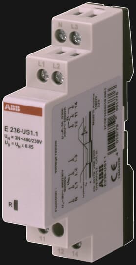 ABB  MAINS MONITOR 3 PHASE TO ZERO WITH FIXED SETTING 1 MODULE, 195V - E236-US1.1