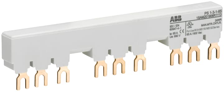 MS132 Ie=65A 1SAM201906R1103 ABB PS1-3-0-65 3-phase busbar for 3 MS116 