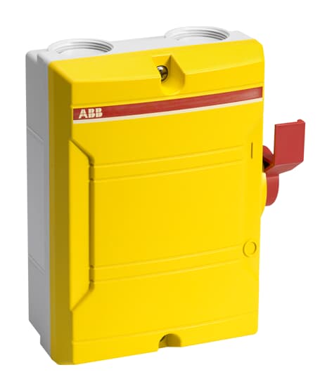 ABB  SWITCH 3P 25A (AC-22A 500V) YELLOW ENCLOSURE CABLE ENTRY 2 X M25 - BW325YTPN