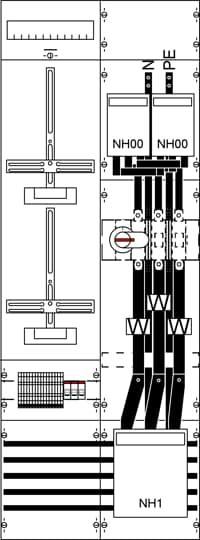 Champ de mesure et de transformation BH5, pré-câblé avec croix de compteur