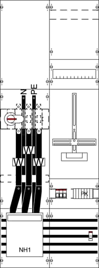 Champ de mesure et de conversion BH5, pré-câblé avec croisillon de compteur 2CPX034182R9999