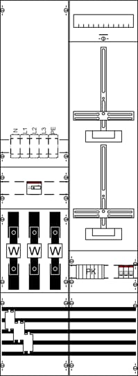 Champ de mesure et de conversion BH5-2FB, pré-câblé avec croix d'instrumentation, 125 A