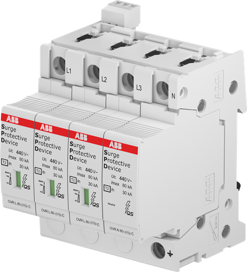 SPD T2 avec Varistor de réserve 400/690 V TT/TNS 3P 3P+N, Imax 80kA, In 30kA,