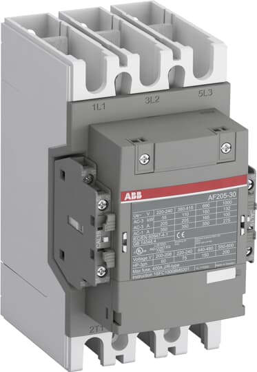 ABB  CONTACTOR 110KW 400V3P COIL CODE 12 GROOT SPANNINGSBEREIK AUX CONTACT 2NO + 2NC - AF205-30-22-12