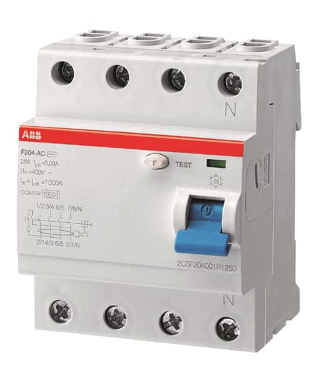 ABB  RESIDUAL CURRENT CIRCUIT BREAKER 4P, 40A, 30MA, 400HZ - F204 A-40/0,03 400HZ