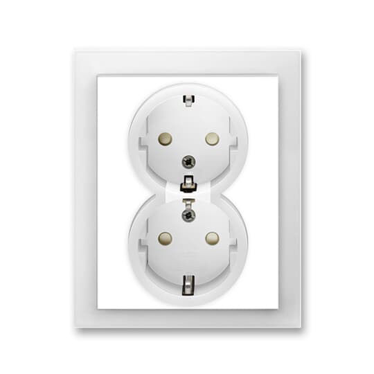 ABB Double socket outlet with earthing contacts, shuttered