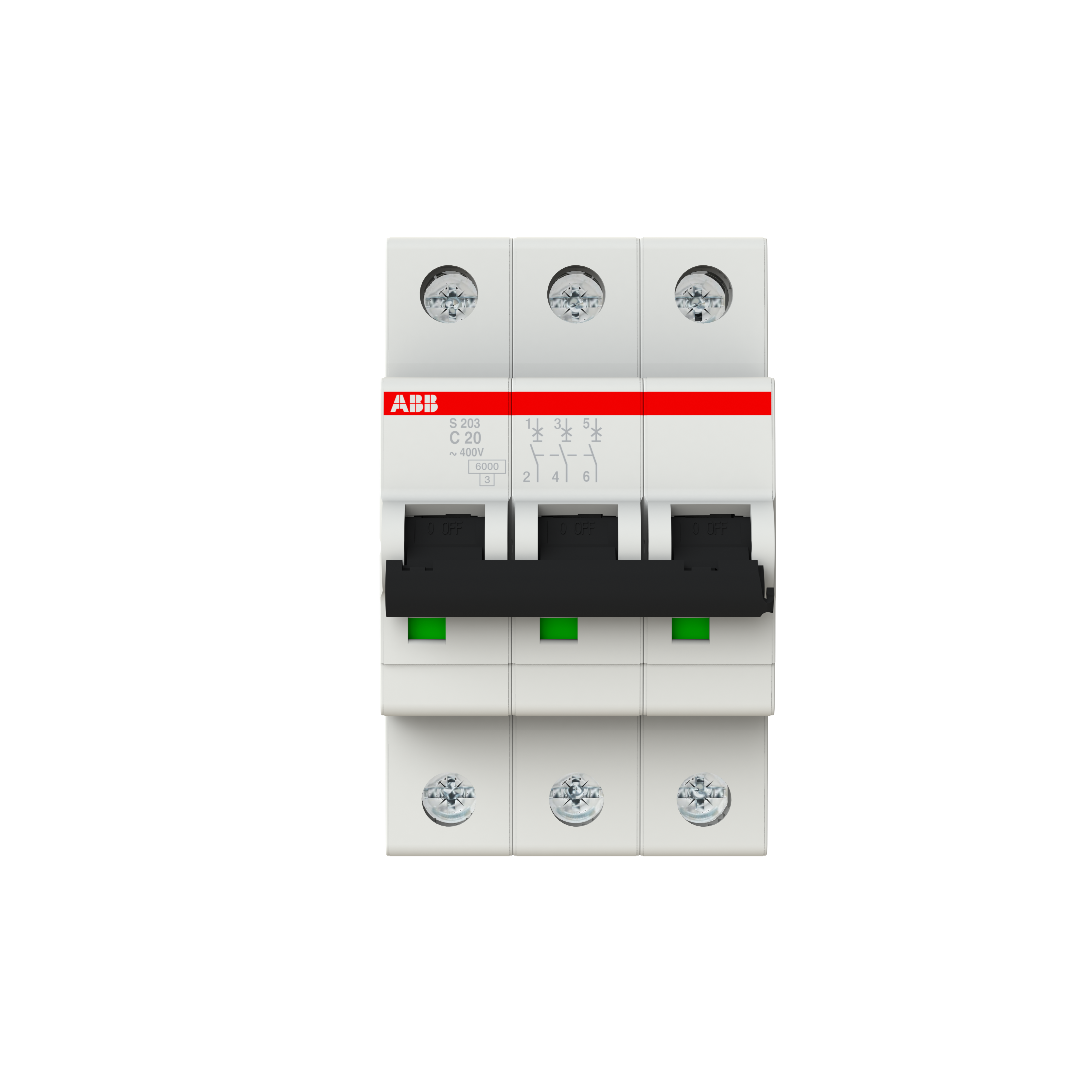 Interruttore Automatico ABB S203 B20 - 3 Poli, 20A, Potere Di Interruzione 6kA, Garanzia Originale