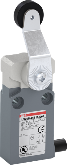Interrupteur de position en boîtier métallique IP67 avec levier de bascule en plastique Polyac 1SBV015545R2601