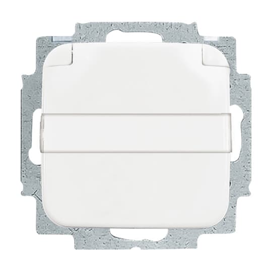SCHUKO® Steckdosen-Einsatz mit Klappdeckel mit Beschriftungsfeld alpinweiß -