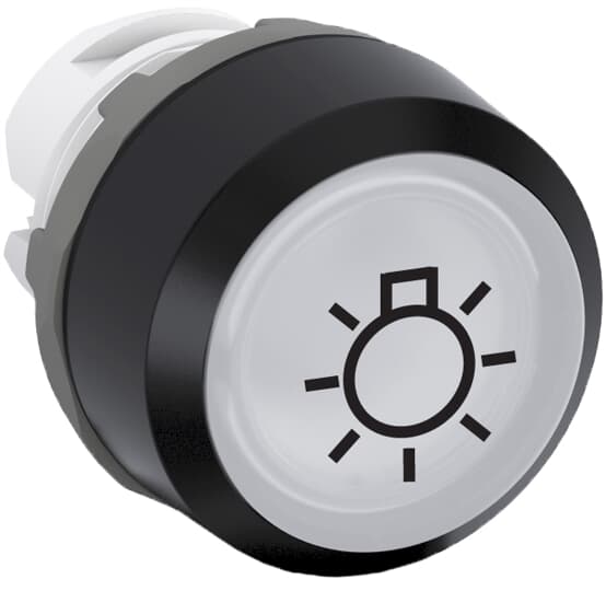Bouton-poussoir symbole "Lampe", blanc, plat-clipser