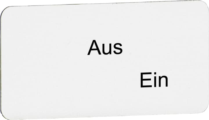 Beschriftungsschild 2 Positionen, "Aus" "Ein" Kunststoff schwarz, silber
