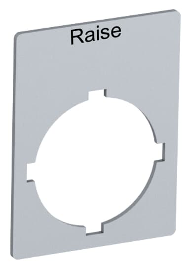 Plaque de signalisation "Raise" pour interrupteur avec 1 position de commutation