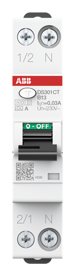 Interrupteur FI/LS 6kA, 1P+N, Type A, B13, 30mA, 1 Unité de Rail