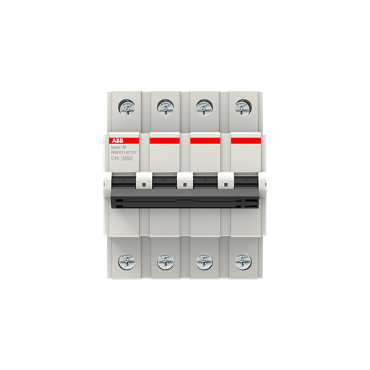 2CDS634031R0104 ABB BMS314C10 Miniature Circuit Breaker, 4P (pole), 10A, 400 VAC, 3 kA short circuit, C curve charasteristic