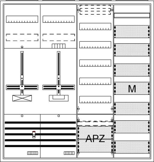 Armoires complètes, en saillie, à trois points, A47 1Z1S1V7M1A2