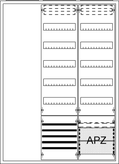 Ausbauschrank, Aufputz, A37 1F1V5SS1V5A2, Schutzklasse II, Schutzart IP31