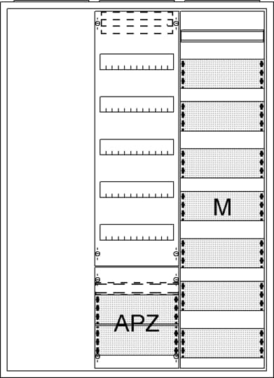 Ausbauschrank, Aufputz, A37 1F1V5A2M1, Schutzklasse II, Schutzart IP31