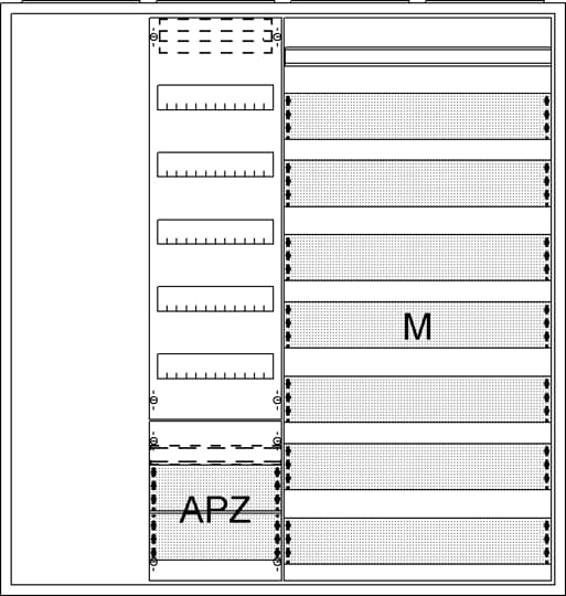 Ausbauschrank, Aufputz, A47 1F1V5A2M2, Schutzklasse II, Schutzart IP31