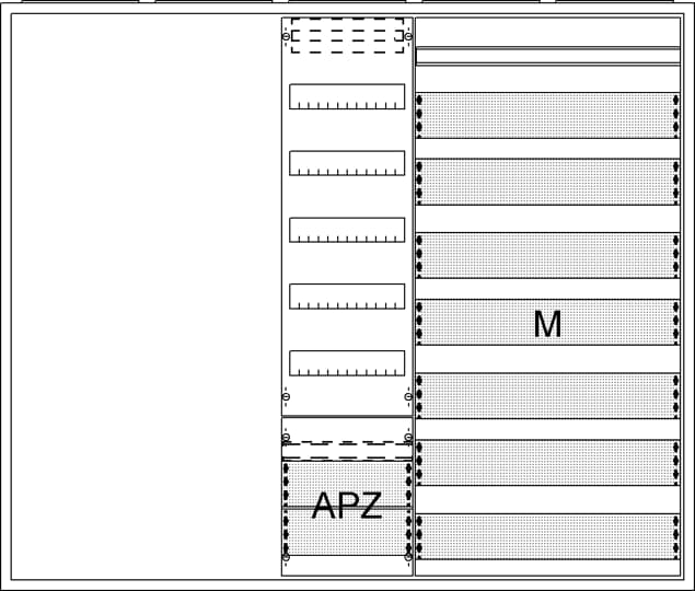 Ausbauschrank, Aufputz, A57 2F1V5A2M2, Schutzklasse II, Schutzart IP31