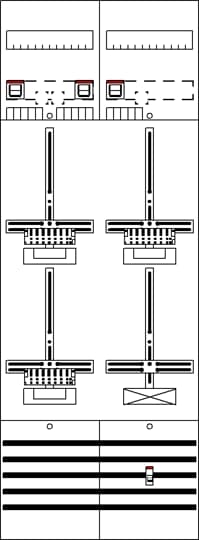 Tableau de compteurs 9RE 3Z1, pré-câblé avec croix de compteur, système réseau TN-S 5 pôles 2CPX054145R9999