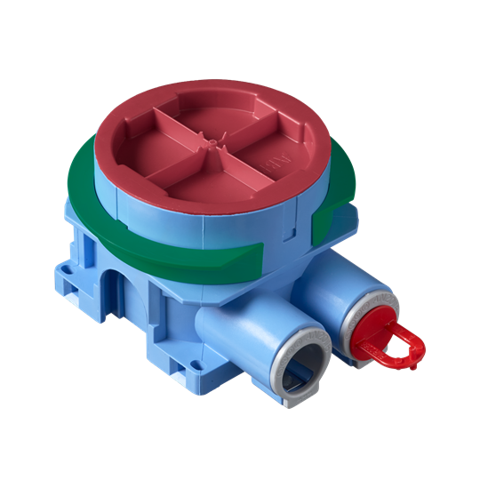 Apparatdosa med steglöst justerbar ring för 12 - 40 mm skiva. 2 fasta stutsar 16/20mm.