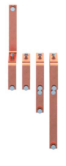 Barre de répartition en cuivre 40x10 mm, VBS pour XT6 3P, N en haut, barre en cuivre