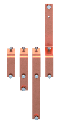 Barre de répartition en cuivre 50x10 mm, VBS pour OT1000 3P, N en haut