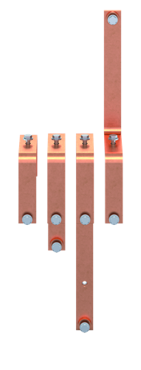 Barre de distribution en cuivre 40x10 mm, VBS pour ATS800 3P, N en haut