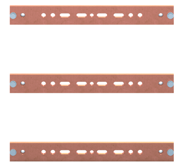 Barre de distribution en cuivre 50x10, 2FB, 3P Système HSS, 3 barres, pour CombiLine-X
