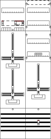 Tableau de compteurs 9RE 2Z1S+V2, pré-câblé avec croisillon de comptage, système réseau TN-S 5 pôles