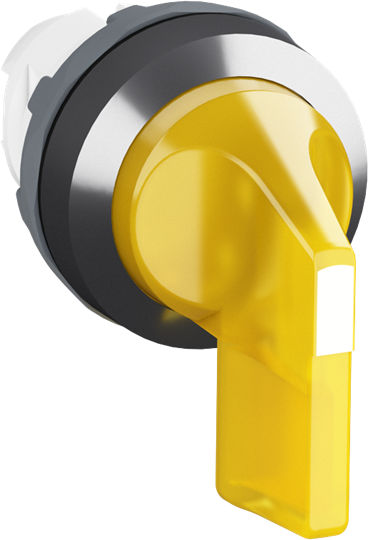 Interrupteur à bouton lumineux A-C, jaune, 2 positions, long bouton rotatif