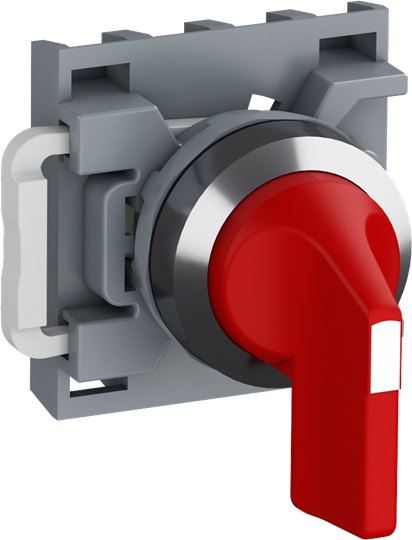 Sélecteur, rouge, long, 4 positions, avec support, Chrome 1SFA611291R6001