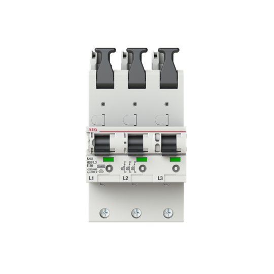 Disjoncteur principal sélectif SHU 25 kA E-Char., 25 kA, 20 A, 3x1P