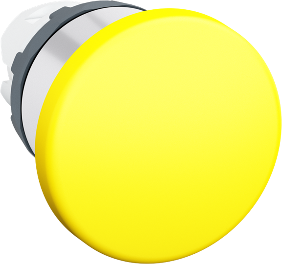 Bouton-poussoir jaune, à pression, D=40 mm, anneau frontal, plastique chromé