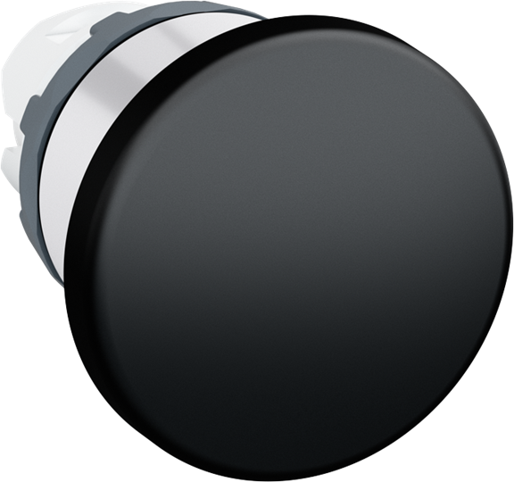 Bouton-poussoir noir, à pression, D=40 mm, anneau frontal, plastique chromé