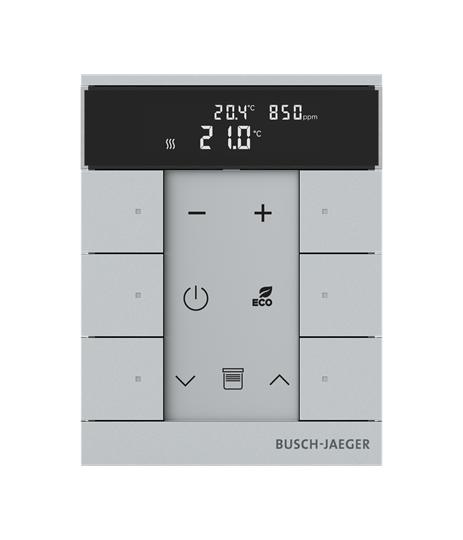 Busch-Tenton®, RTR IAQ, 6-fach, alusilber, mit Display, für Busch-free@home®