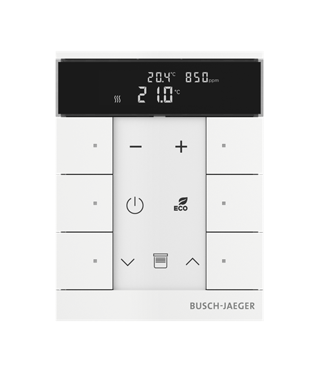 Busch-Tenton®, RTR IAQ, 6-fach, weiß matt, mit Display, für Busch-free@home®