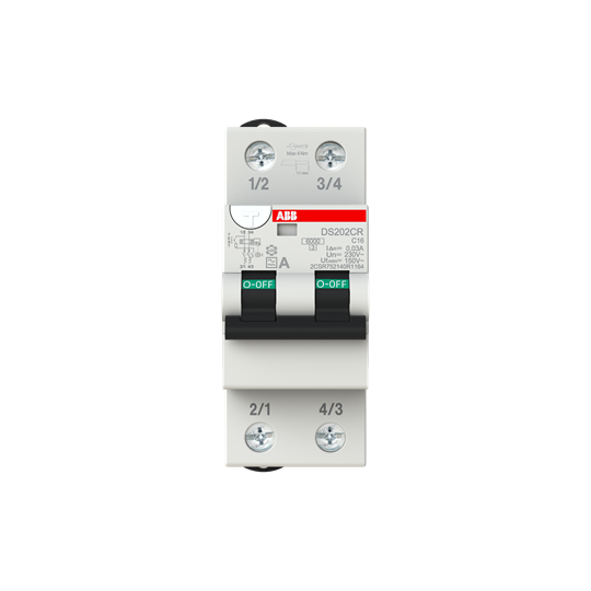 Disjoncteur FI/LS 6 kA, 2P, Type A, C16, 30 mA, 2 unités de compartiment