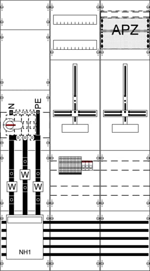 M+W 9RE/3FB, Champ complet, avec croix de compteur, avec emplacement de compteur en saillie
