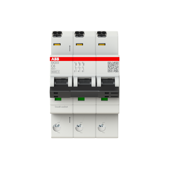 Disjoncteur automatique Flexline C-Char., 6kA, 6A, 3P Technologie Push-in FlexLine