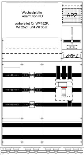 Armoire MuW complète TX412S, courant nominal In 585 A