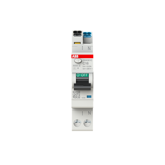 Disjoncteur différentiel, 1 TE 6kA, 1P+N, Type A, C16, 30mA FlexLine Technologie Push-in