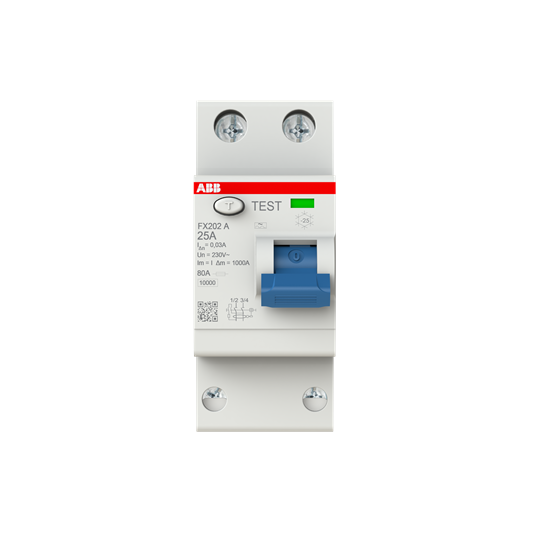 Fehlerstrom-Schutzschalter 2P, Typ A, 25 A, 30 mA FlexLine Push-in Technologie