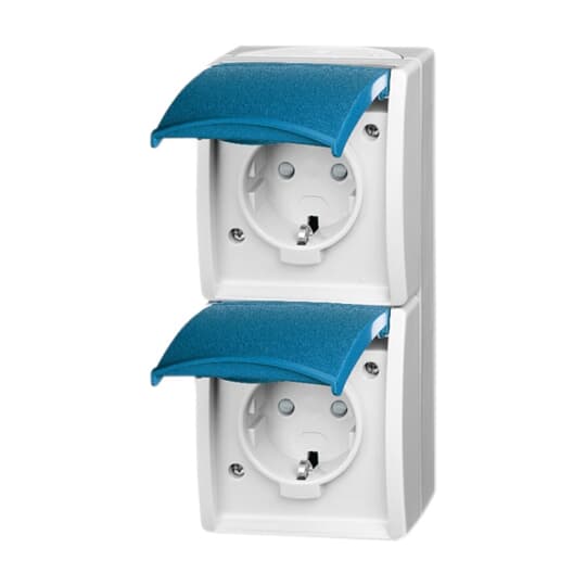 SCHUKO® Doppelsteckdose mit Beschriftungsfeld Safety+ mit Klappdeckel 16 A