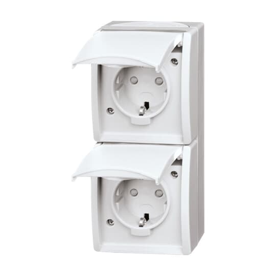 SCHUKO® Doppelsteckdose mit Beschriftungsfeld Safety+ mit Klappdeckel 16 A
