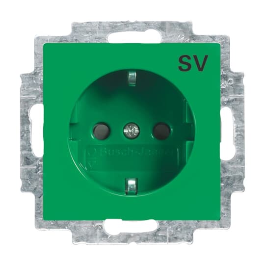 SCHUKO® Steckdosen-Einsatz mit Aufdruck SV Safety+ grün - Busch-balance® SI