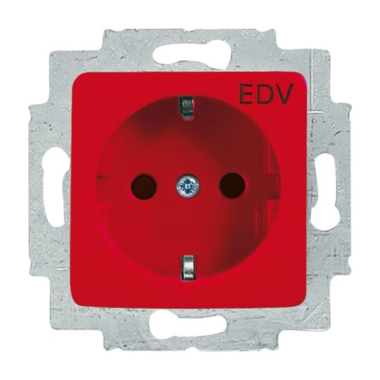 SCHUKO® Steckdosen-Einsatz 50x50 mm mit Aufdruck EDV rot - Reflex SI