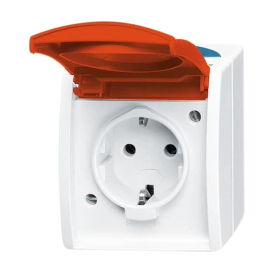 SCHUKO® Steckdose mit Klappdeckel 16 A grau/blaugrün/orange - ocean®